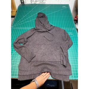 Grace & Lace Womens Medium Charcoal Grey Hooded Sweater Pullover Knit Top NWT